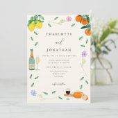 Boho Chic Citrus Rustic Summer Wedding Einladung (Stehend Vorderseite)