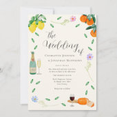 Boho Chic Citrus Wildblume Summer Wedding Einladung (Vorderseite)