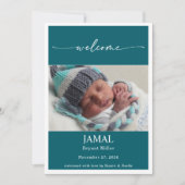 Boho Chic Classic Baby Photo Announcement Card Einladung (Vorderseite)