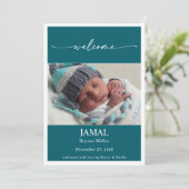 Boho Chic Classic Baby Photo Announcement Card Einladung (Stehend Vorderseite)