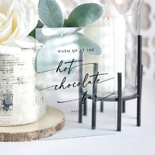 Boho Chic Clear Acrylic Wedding Hot Chocolate Bar Acrylschild