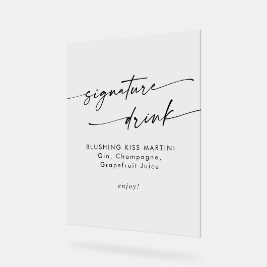 Boho Chic Clear Acrylic Wedding Signature Drink Acrylschild (Winkel)