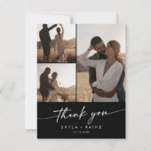 Boho Chic COLOR EDITABLE Wedding Foto Collage Dankeskarte (Vorderseite)