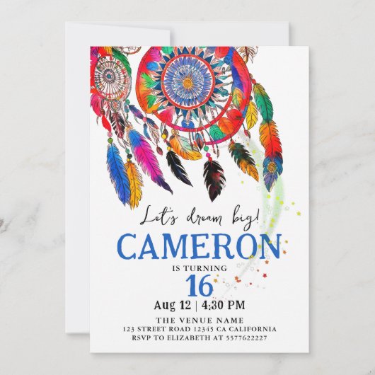 Boho Chic Colorful Dream Fantastische Bergwelten Einladung (Vorderseite)