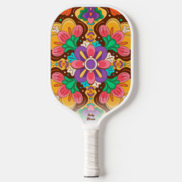 Boho Chic Cool floral Muster Individuelle Name Tex Pickleball Schläger