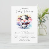 Boho Chic Cow Baby Dusche Einladung (Stehend Vorderseite)