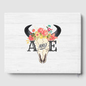 Boho Chic Cow Skull Floral Rustic Wedgram Gästebuch (Rückseite)