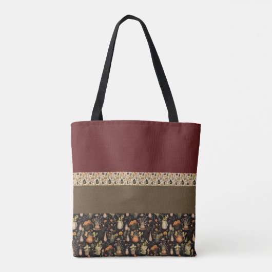 Boho-Chic Cranberry & Green Tote Bag Tasche (Rückseite)