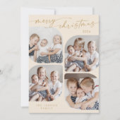 Boho Chic Cream Gold Family Multi Foto Weihnachten (Vorderseite)