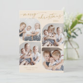 Boho Chic Cream Gold Family Multi Foto Weihnachten (Stehend Vorderseite)