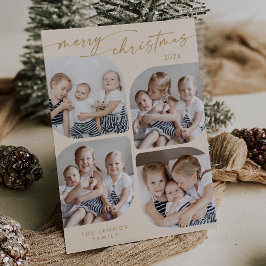 Boho Chic Cream Gold Family Multi Foto Weihnachten