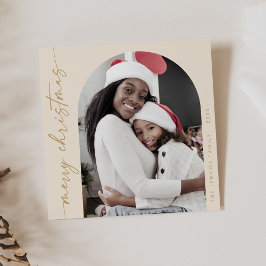 Boho Chic Cream Gold Foto Einzigartig Frohe Weihna Feiertagskarte