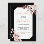 Boho Chic Cream und Brown Floral Brautparty Inv Einladung (Vorne/Hinten)