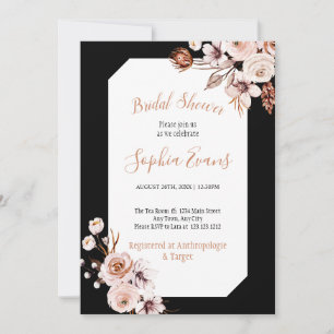 Boho Chic Cream und Brown Floral Brautparty Inv Einladung