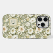 Boho Chic Creme und Salbei Grün Botanische Blumen iPhone Hülle (Rückseite (Horizontal))