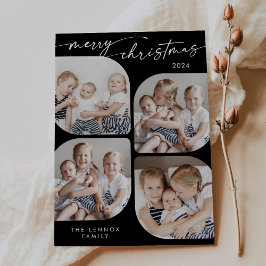 Boho Chic Dark Black Family Multi Foto Weihnachten
