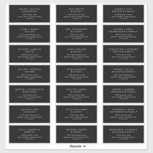 Boho Chic Dark Black Guest Address Labels (Blatt)