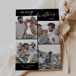 Boho Chic Dark Black Xmas Foto Einzigartiges Weihn Feiertagskarte