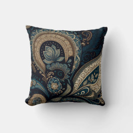 Boho Chic Dark Blue Paisley Pattern Kissen