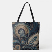 Boho Chic Dark Blue Paisley Pattern Tasche (Vorderseite)