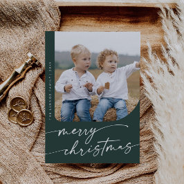 Boho Chic Dark Green DIY Einfaches Foto Weihnachte Feiertagskarte