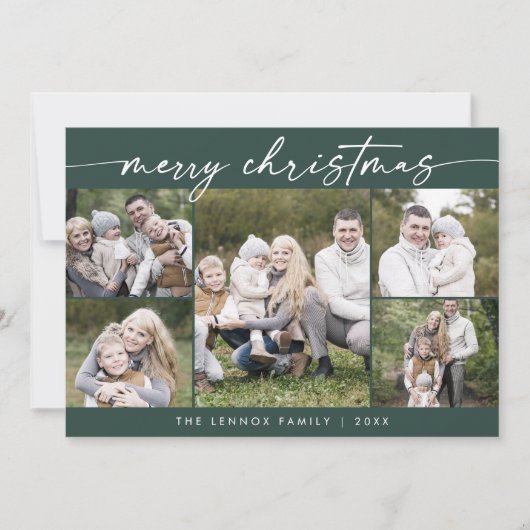 Boho Chic Dark Green Foto Boho Frohe Weihnachten (Vorderseite)