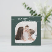 Boho Chic Dark Green Foto Niedlich Weihnachten (Stehend Vorderseite)