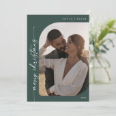 Boho Chic Dark Green Foto Simple Frohe Weihnachten (Stehend Vorderseite)