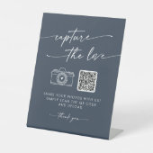 Boho Chic Dark Navy Blue Capture the Liebe Wedding Sockelschild (Vorderseite)