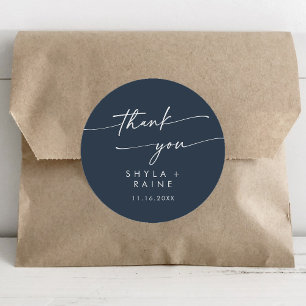 Boho Chic Dark Navy Blue Danke Gastgeschenk Hochze Runder Aufkleber