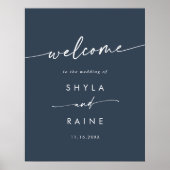 Boho Chic Dark Navy Blue DIY Wedding Welcome Sign Poster (Vorne)