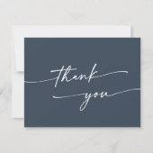 Boho Chic Dark Navy Blue Flat Wedding Dankeskarte (Vorderseite)