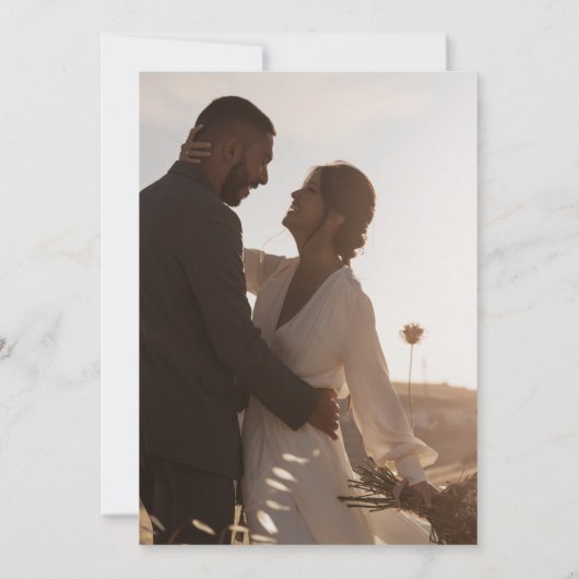 Boho Chic Dark Navy Blue Foto Spanish Wedding Einladung (Rückseite)