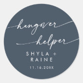 Boho Chic Dark Navy Blue Hangover Helper Favor Runder Aufkleber (Vorderseite)