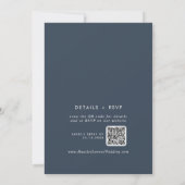 Boho Chic Dark Navy Blue Monogram QR Code Wedding Einladung (Rückseite)