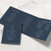 Boho Chic Dark Navy Blue Monogram Wedding Dreifach-gefaltete Programmkarte