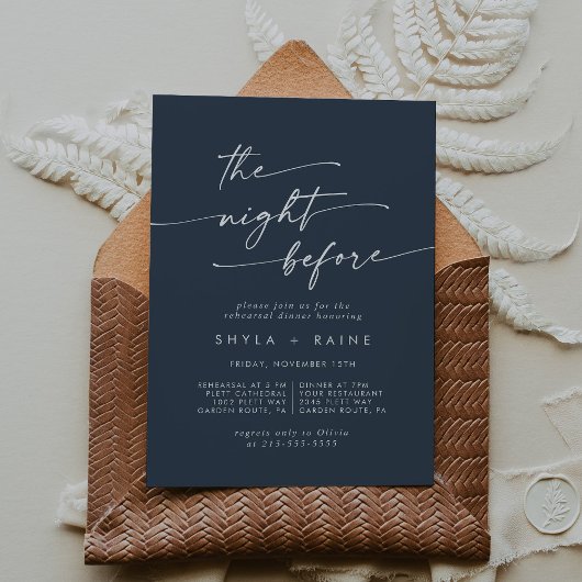 Boho Chic Dark Navy Blue Probe Dinner lädt ein Einladung