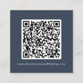 Boho Chic Dark Navy Blue Wedding QR Code Details Begleitkarte (Rückseite)