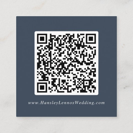 Boho Chic Dark Navy Blue Wedding QR Code Details Begleitkarte (Rückseite)