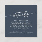 Boho Chic Dark Navy Blue Wedding QR Code Details Begleitkarte (Vorderseite)