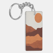 Boho Chic Desert Mountains Landschaft Abstrakt Schlüsselanhänger (Vorderseite links)