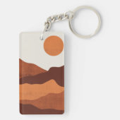 Boho Chic Desert Mountains Landschaft Abstrakt Schlüsselanhänger (Rückseite)