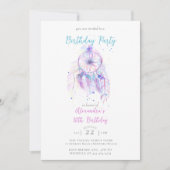 Boho Chic Dream Catcher Lila jedes Alter Geburtsta Einladung (Vorderseite)