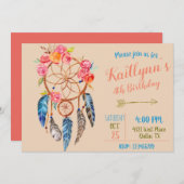 Boho chic Dreamcatcher Geburtstag Einladung (Vorne/Hinten)