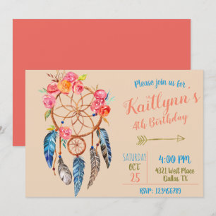 Boho chic Dreamcatcher Geburtstag Einladung