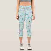 Boho Chic Dreamy Cosmos - Pastel Blues & Purples Capri Leggings (Vorderseite)