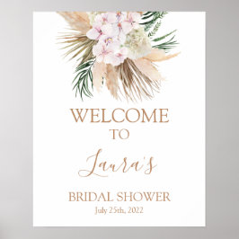 Boho chic Dried Palms Bridal Begrüßungszeichen Poster