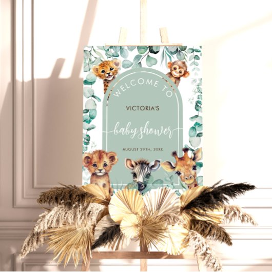 Boho-Chic-Dschungeltiere-Baby-Shower-Willkommenssc Poster