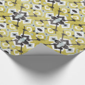 Boho chic dunkelgrau und gelb ikat Stammesmuster Geschenkpapier (Ecke)