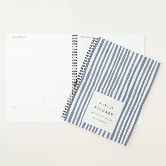 Boho Chic Dunstelblau Aquarell Handgezeichnete Str Planer (Anzeige)